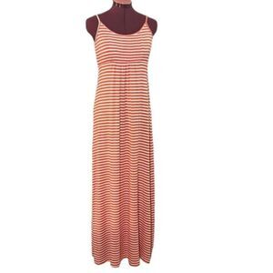 Calvin Klein Women's Orange Striped Spaghetti Strap Maxi Dress Size 2